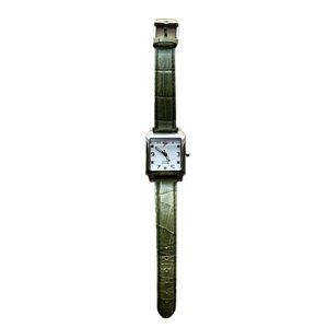 Silpada Green Leather Women's Quartz Watch Square Face White Dial